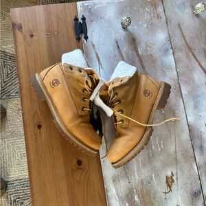 Timberland Wheat/Tan Shearling-Lined Leather Lace-Up Boots